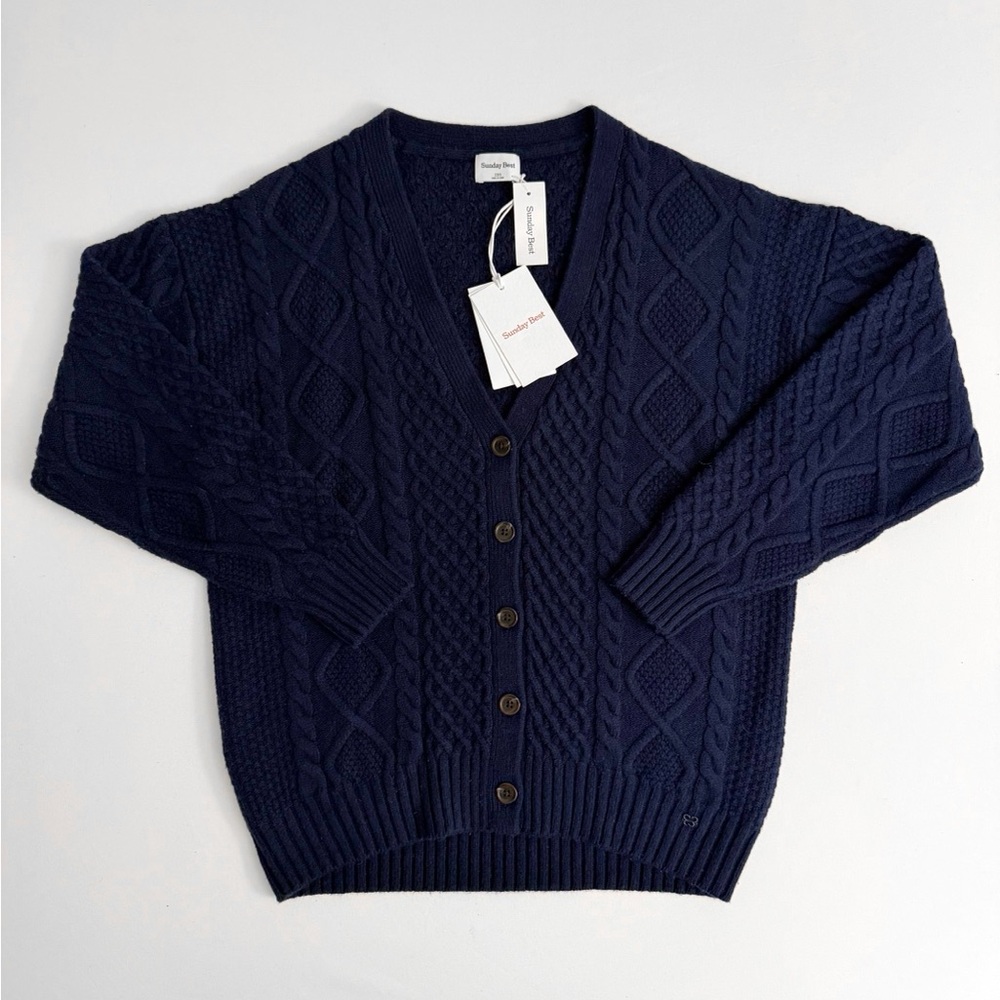 NWT Aritzia Sunday Best Peggy Cardigan in Admiral - Picture 4 of 8